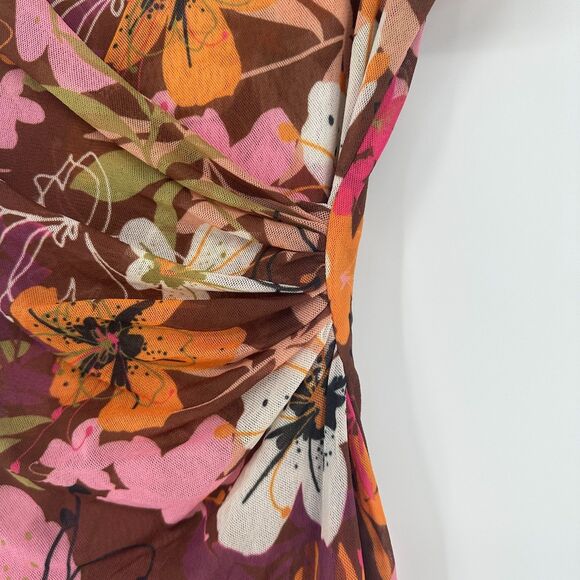 Vintage Y2K Sweet Pea By Stacy Frati Mesh Wrap Top Size M Floral Stretch Whimsy - Picture 3 of 8